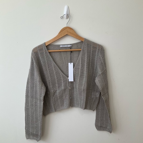 Stitches & Stripes Sweater Womens Medium Sebastian Crop Cardigan Pebble New - Picture 1 of 11